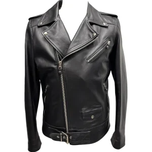 Raphael – Giubbino in pelle nera uomo modello Chiodo – 50