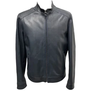 Skin Cover – Giubbino in pelle blu uomo – 52