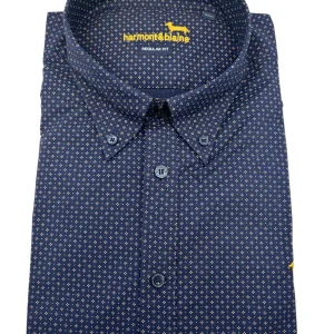 Harmont & Blaine – Camicia regular fit in cotone fantasia su sfondo blu scuro – 5XL