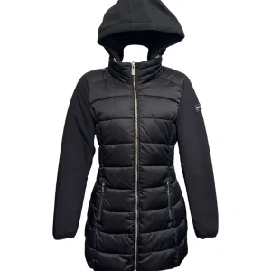 Yes Zee – Giubbotto nero lungo donna con cappuccio