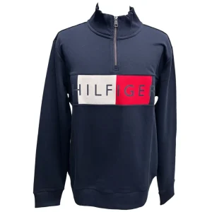 Tommy Hilfiger – Felpa blu mezza zip uomo – XXL