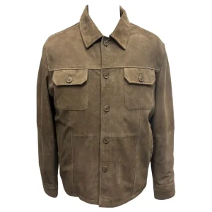 Talenti – Giacca in pelle scamosciata verde militare uomo