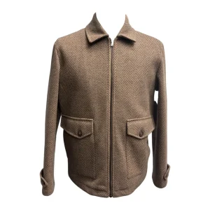 Marco Nils – Giacca a spina di pesce tabacco uomo – 50