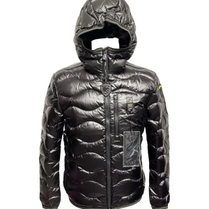 Blauer – Giubbino nero uomo ad onde wave con cappuccio