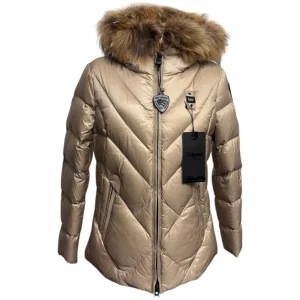 Blauer – Giubbotto beige donna con bordo in pelliccia