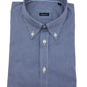 Harmont & Blaine – Camicia regular fit in cotone a quadretti blu e bianchi