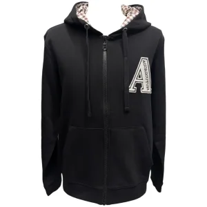 Aquascutum London – Felpa nera con Cappuccio Full-Zip uomo