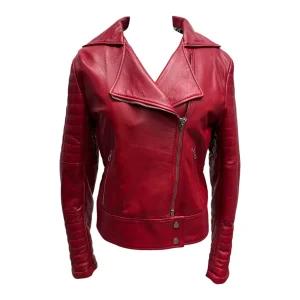 Raphael – Giubbino in pelle rossa donna modello Chiodo – 46