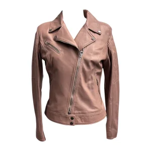 Raphael – Giubbino corto modello Chiodo in pelle cipria – 44