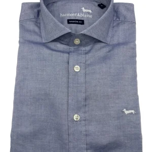 Harmont & Blaine – Camicia narrow fit in cotone denim chiaro