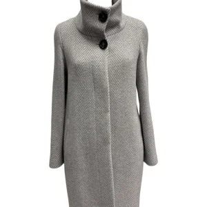 Federica Garoni – Cappotto spigato grigio modello Giulia