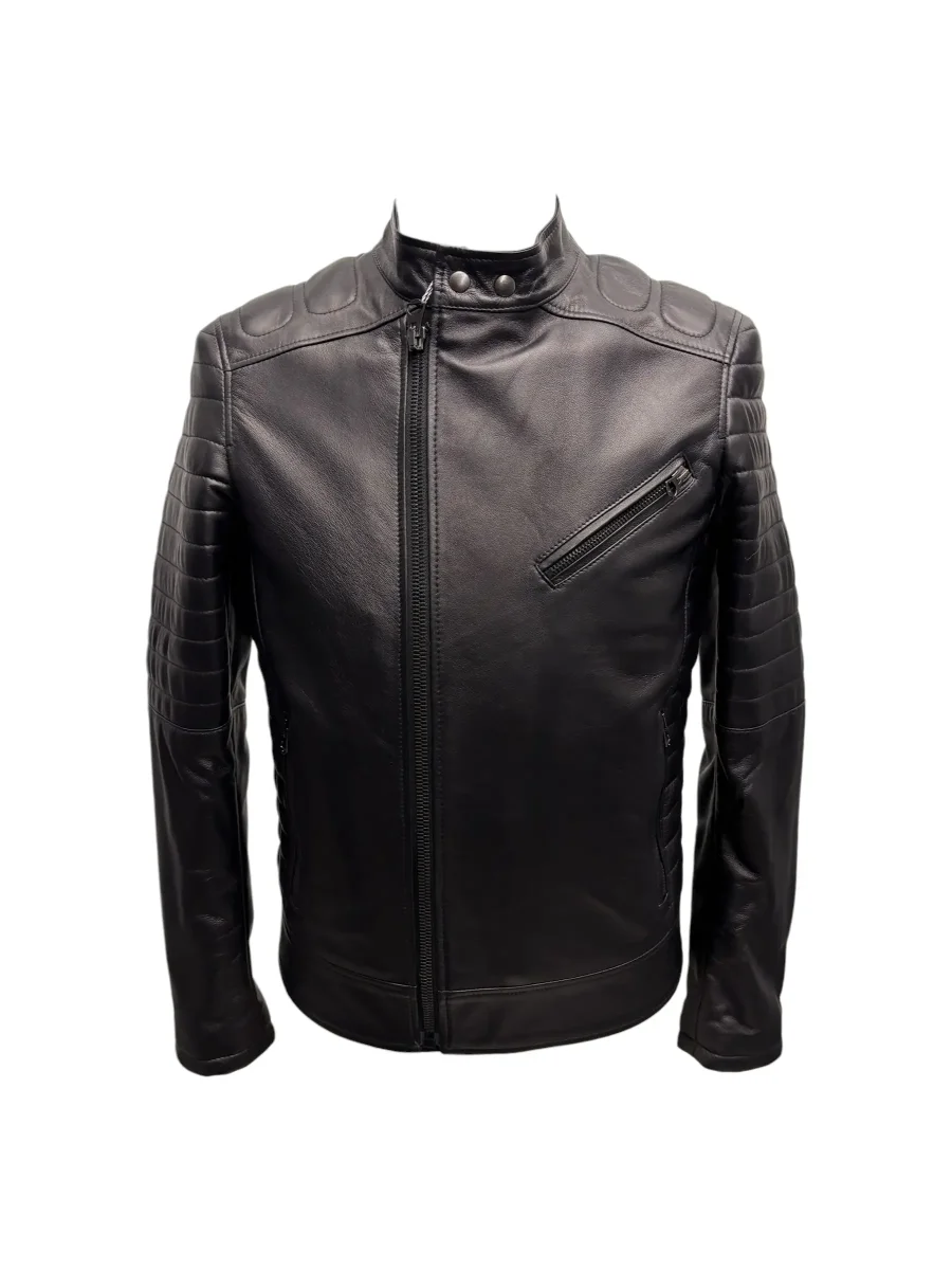 Skin Cover – Giubbino nero in pelle uomo – 48