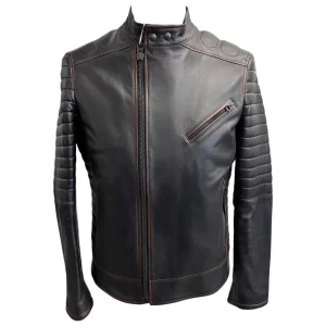 Skin Cover – Giubbino in pelle nera tamponata uomo – 50