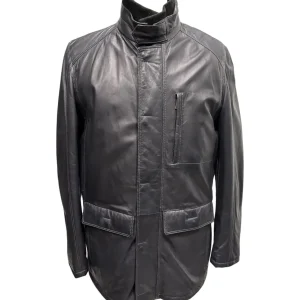 Bugatti – Giaccone in pelle blu uomo – 48