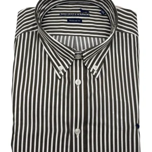 Harmont & Blaine – Camicia regular fit in cotone a righe bianche e kaki