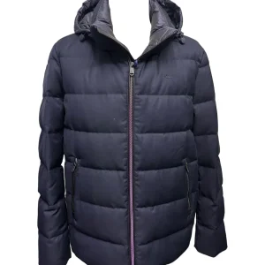 Harmont&Blaine – Piumino uomo in lana tecnica blu con cappuccio