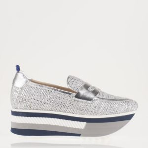 Mocassino flatform argento