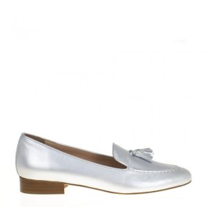 Mocassino pelle argento