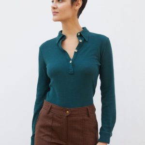 Polo Ariel in jersey a costine verde bottiglia