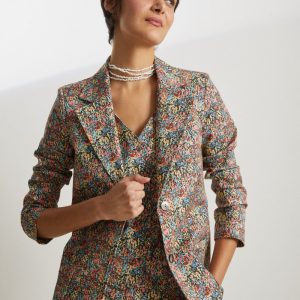 Blazer Tara in cotone stampato multicolor