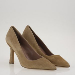 Decolletè a punta in camoscio beige