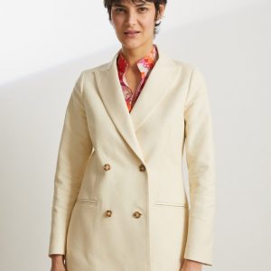Blazer Noemi in cotone e lino avorio