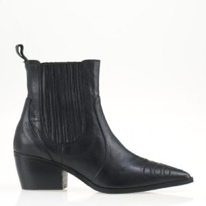 Tronchetto Texano Nero in Pelle