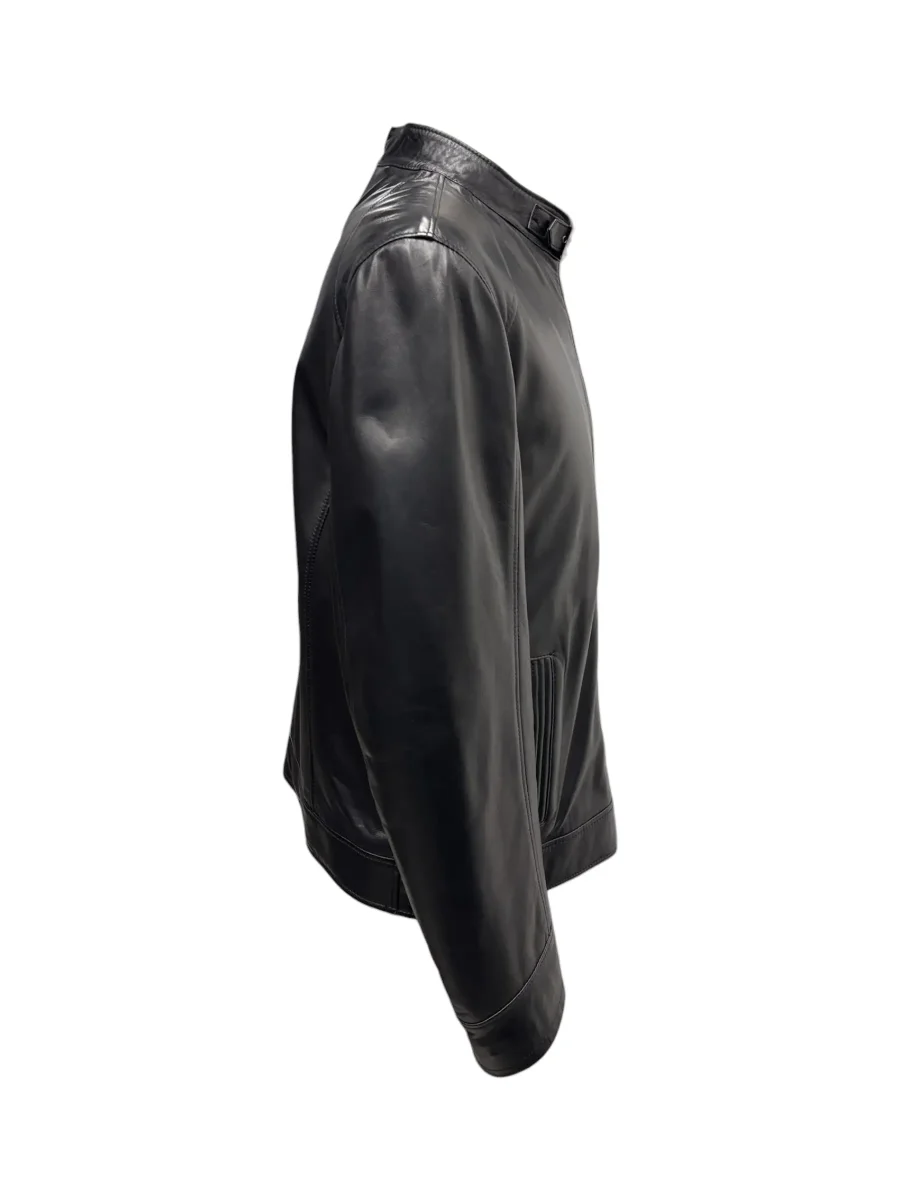 Raphael – Giubbino in pelle nera uomo con cinturino – 52 - immagine 3
