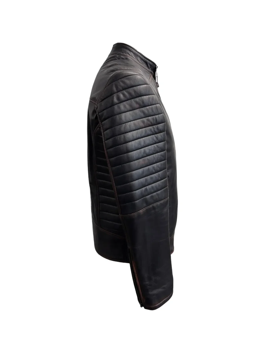 Skin Cover – Giubbino in pelle nera tamponata uomo – 50 - immagine 3