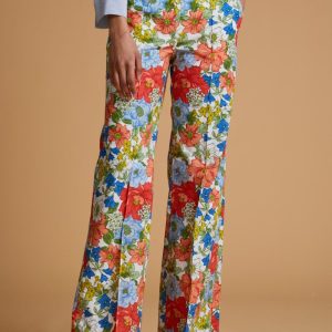Pantaloni Alina in cotone a fiori