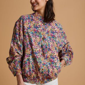 Giubbotto Mila in lino a fiori