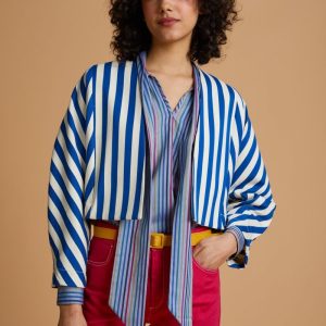 Bolero Cris a righe bianche e bluette