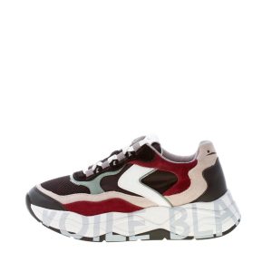 VOILE BLANCHE donna sneaker Club107 in pelle e tessuto tecnico NERO più multicolore