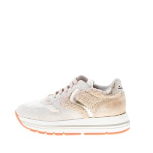 VOILE BLANCHE donna sneaker MARAN in camoscio e eco-pelliccia GHIACCIO e ECRU