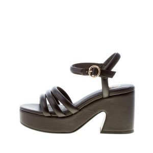 ASH donna sandalo Onyx in nappa NERO con platform. Tacco 9 cm