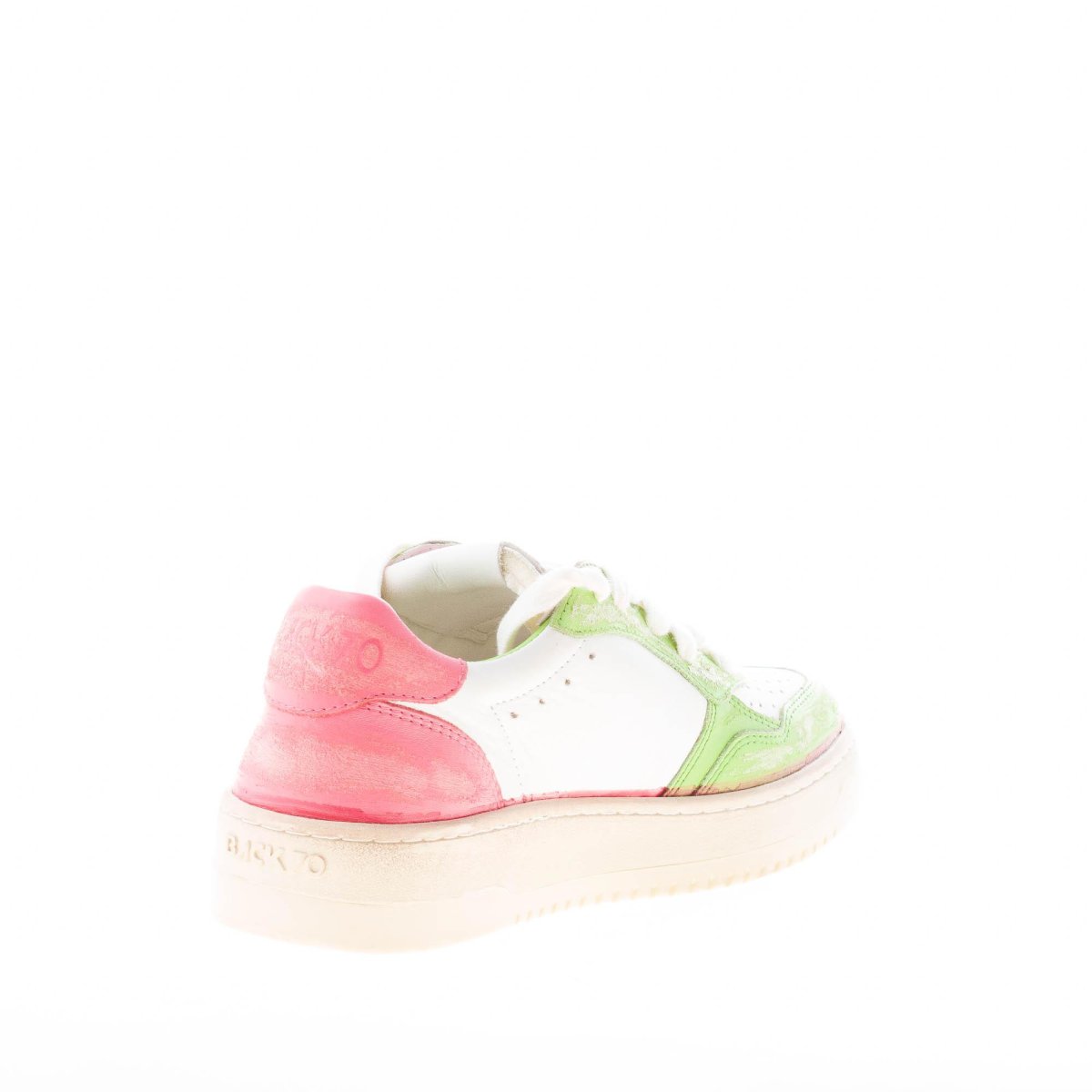 BACK 70 donna sneaker Slam D V7 in pelle BIANCO più verde e rosa - immagine 5