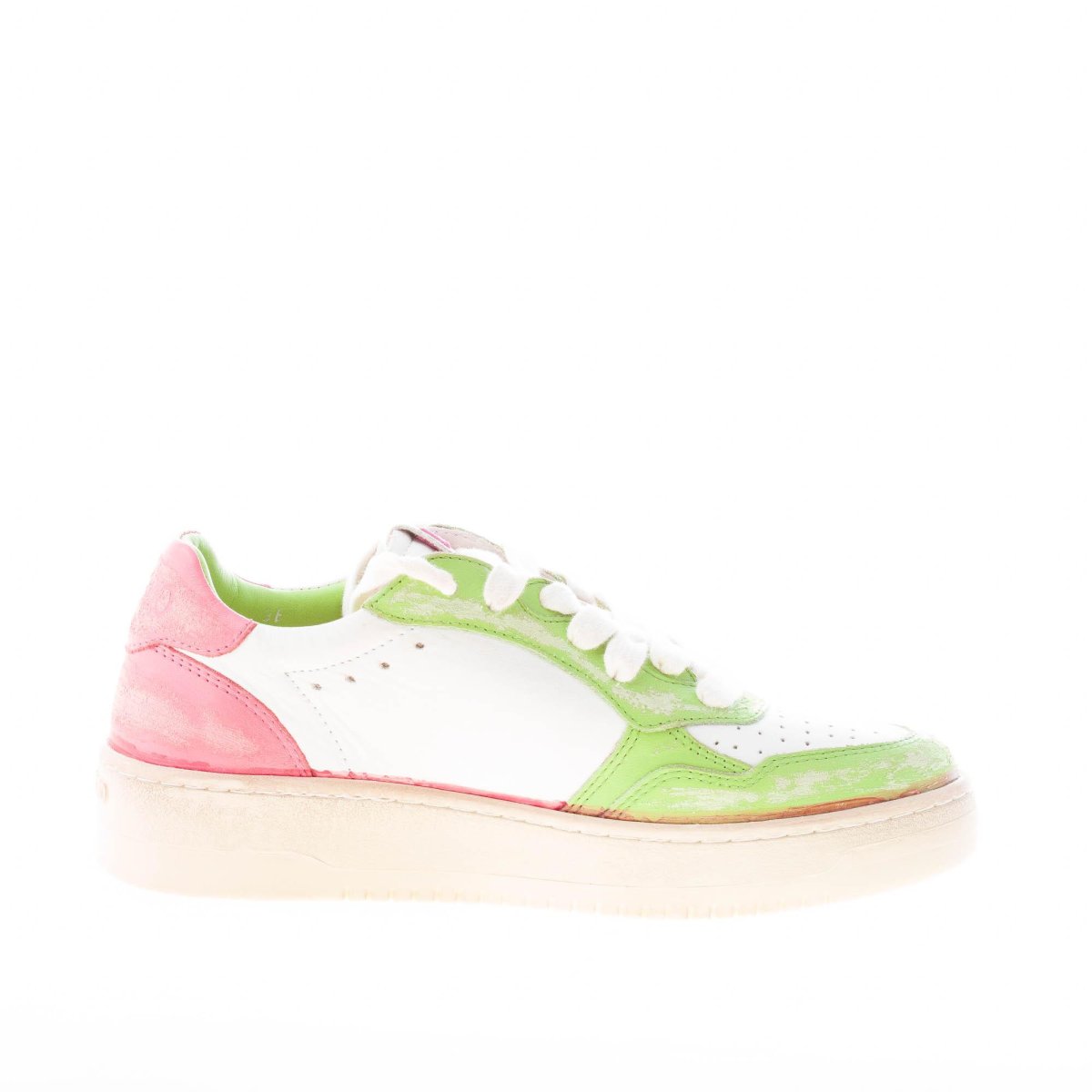 BACK 70 donna sneaker Slam D V7 in pelle BIANCO più verde e rosa - immagine 6