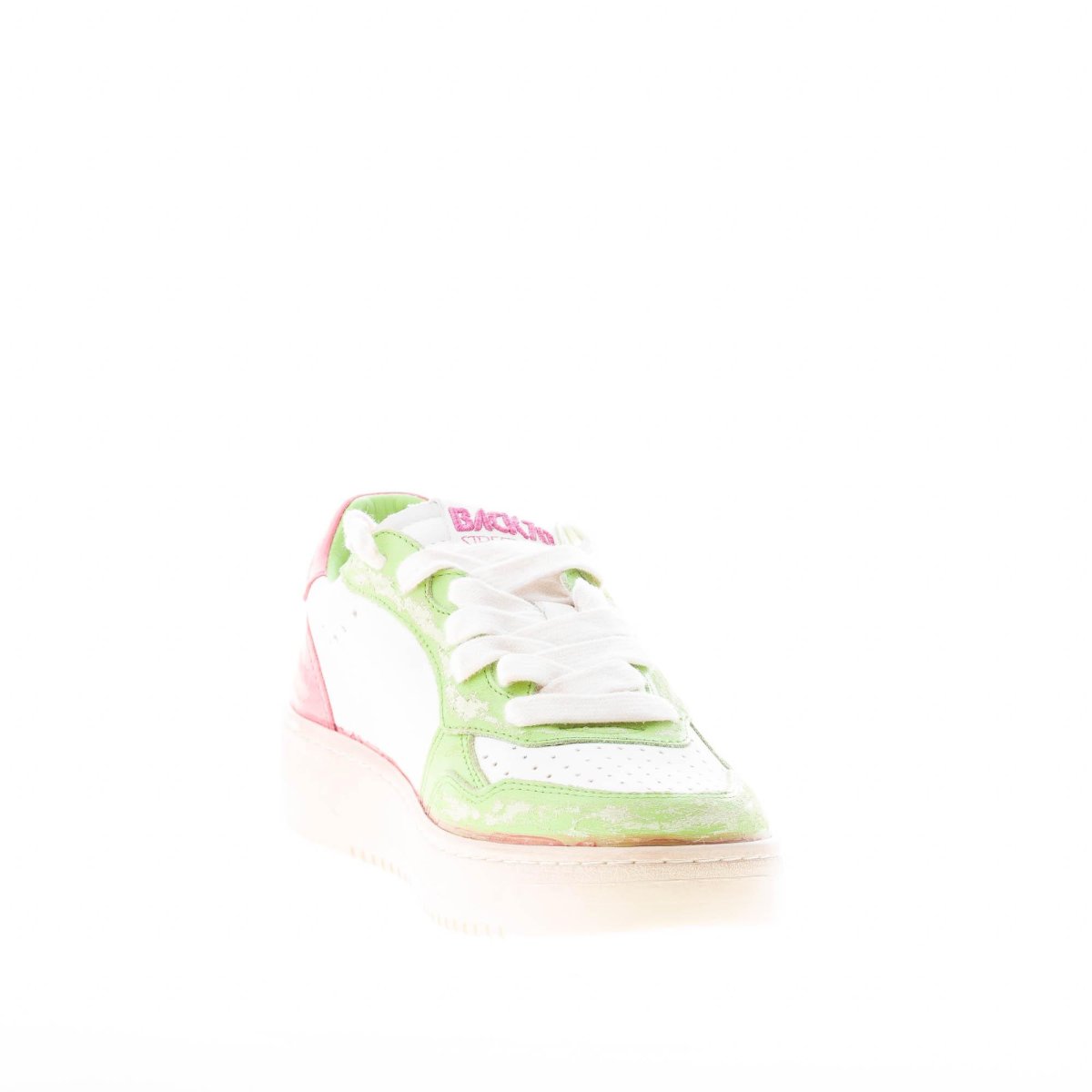 BACK 70 donna sneaker Slam D V7 in pelle BIANCO più verde e rosa - immagine 7