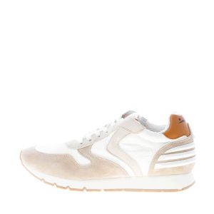 VOILE BLANCHE uomo sneaker LIAM POWER in camoscio BEIGE e tessuto BIANCO