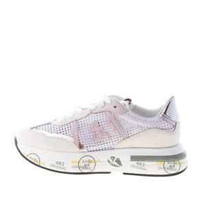 PREMIATA donna sneaker Cassie 6342 in camoscio BEIGE e tessuto traforato LILLA