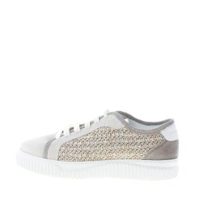 VOILE BLANCHE donna sneaker Maiorca in camoscio e rafia BEIGE e GRIGIO