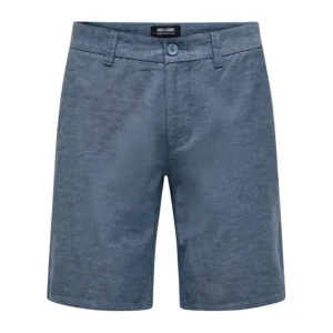 Only & Sons – Bermuda Onsmark 0011 cotone e lino elasticizzato celeste uomo