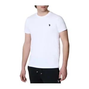 U.S. Polo Assn. – T-shirt con logo ricamato in cotone bianco ottico 66894