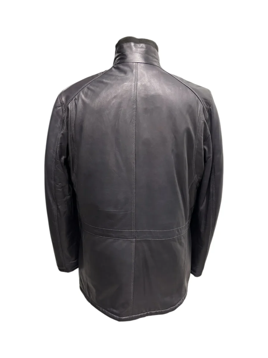 Bugatti – Giaccone in pelle blu uomo – 48 - immagine 4