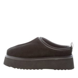 HOOR donna sabot Mars in camoscio NERO con fodera in pelliccia