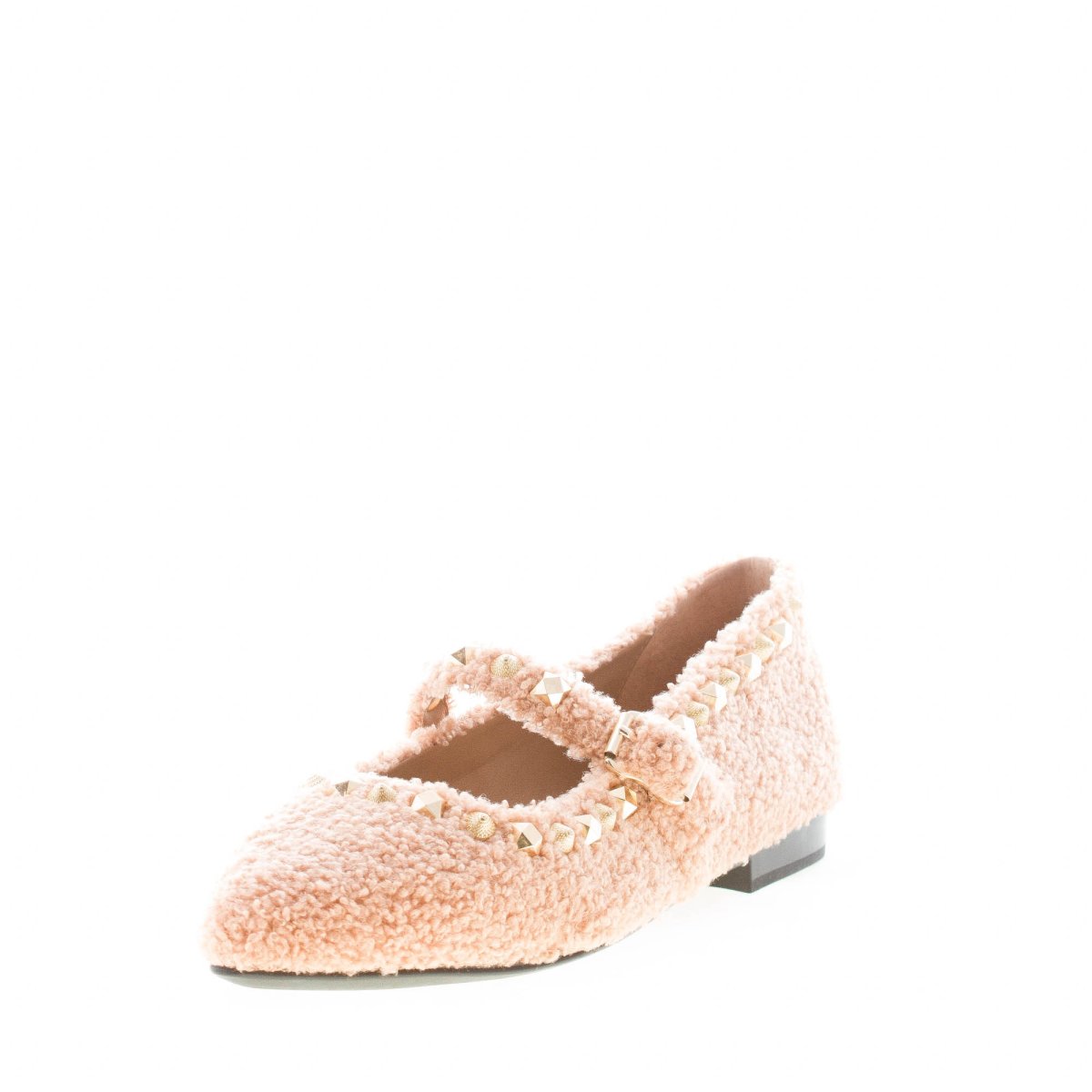 ASH donna scarpa Mary Jane Beatnik in eco-pelliccia BEIGE CAMEL con borchie oro - immagine 3