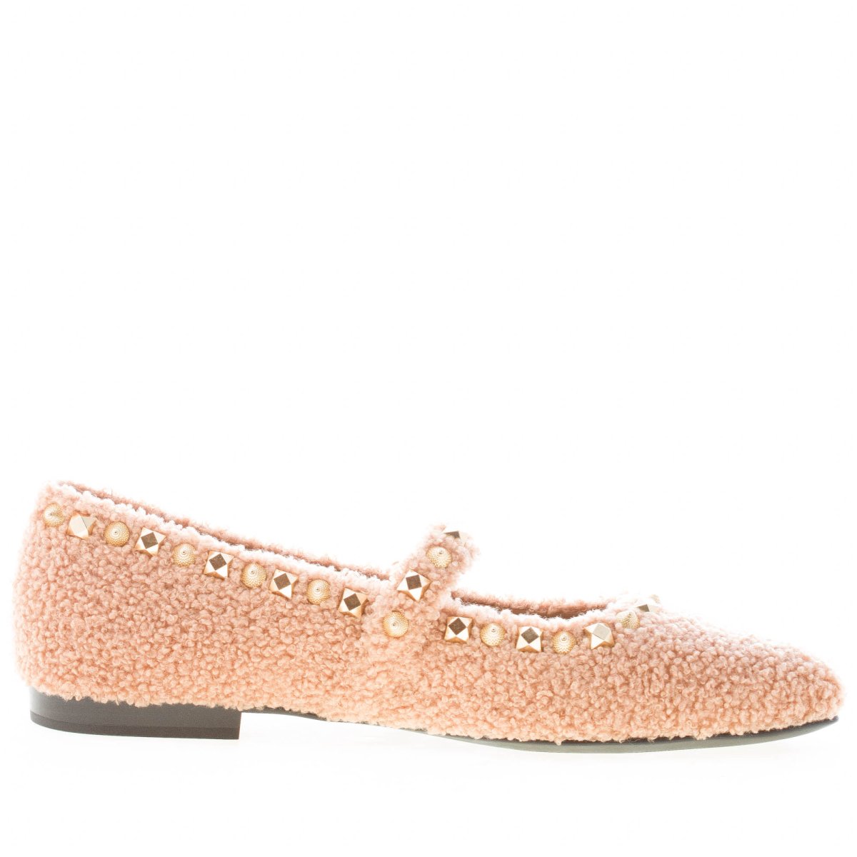 ASH donna scarpa Mary Jane Beatnik in eco-pelliccia BEIGE CAMEL con borchie oro - immagine 6