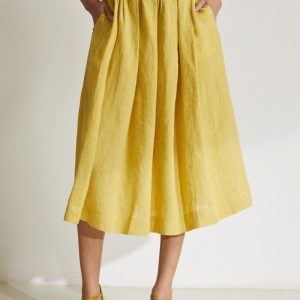 Gonna Zelda in lino giallo acido