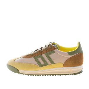 BACK 70 uomo sneaker Barkley Jogger in tessuto e camoscio YELLOW-ARMY