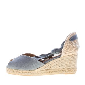 CASTANER donna scarpa espadrillas Bilina in cotone biologico CELESTE con zeppa iuta. Tacco 7 cm